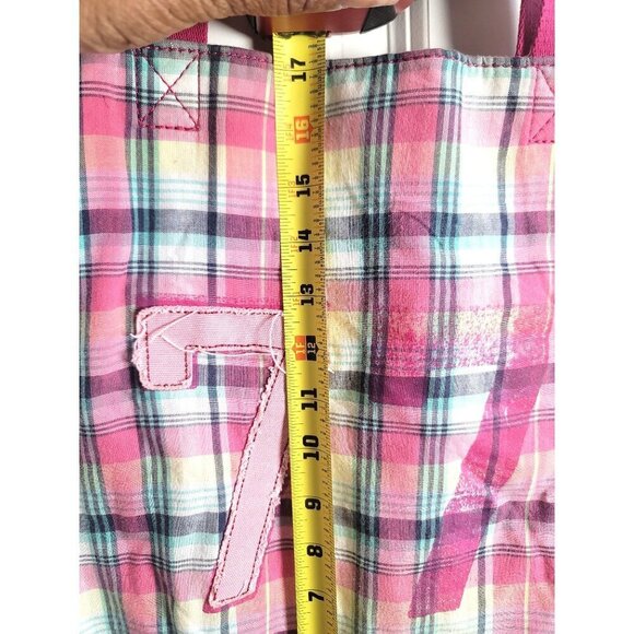 Vintage American Eagle Pink Plaid Canvas Tote Bag With 7 Patch - Picture 5 of 8